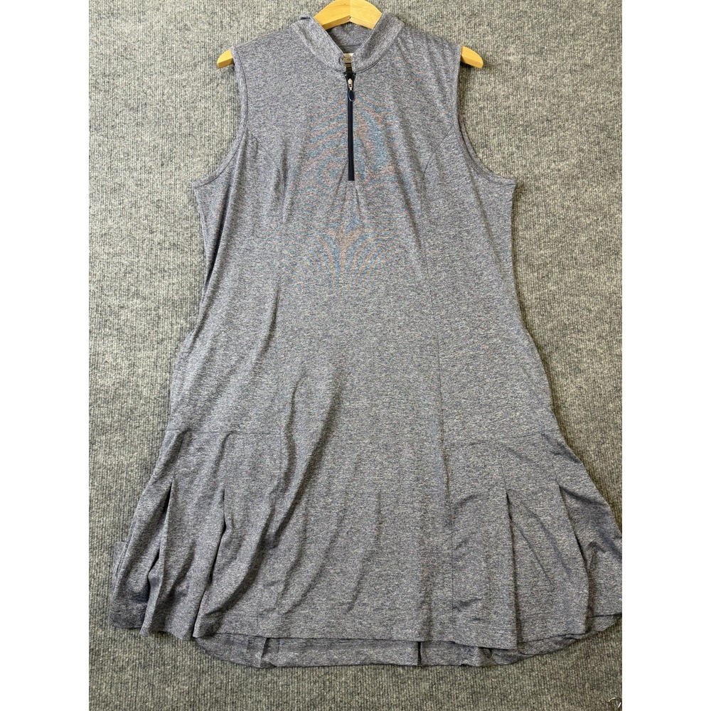 Greg Norman Play Dry Golf Dress Women XL Gray Sleeveless 1/4 Zip Pockets